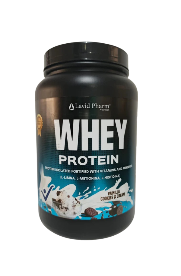 Whey Protein Isolate sabor Vainilla Cookies and Cream tarro 2 libras Lavid Pharm