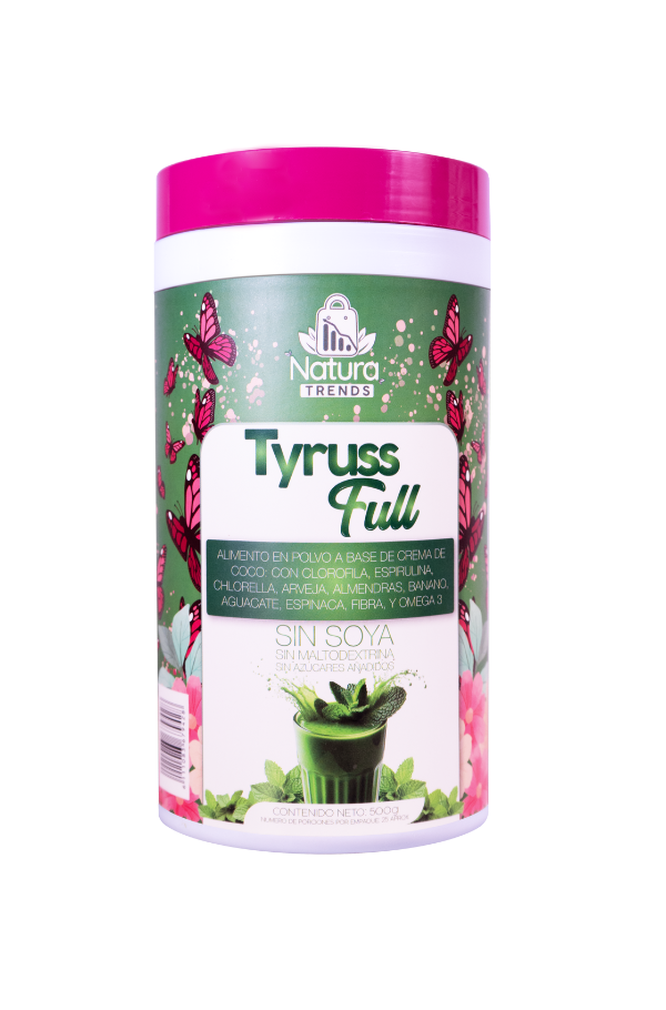 Tyruss Full alimento en polvo con crema de coco, espirulina y selenio sabor manzana tarro 500g