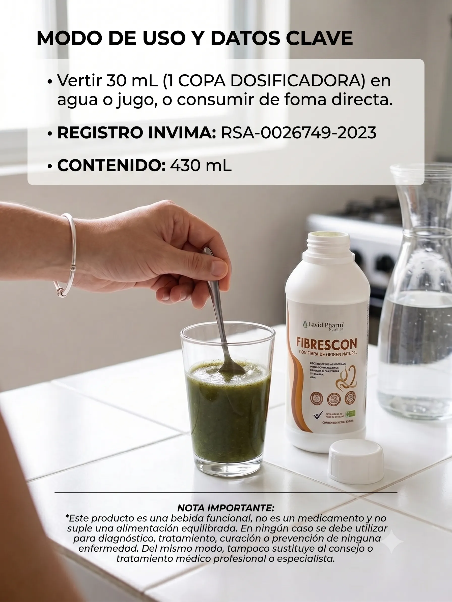 Fibrescon Fibra Líquida con Probióticos y Extractos Naturales – 430 mL - Imagen 4